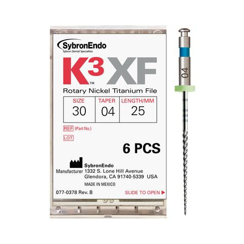Kerr Dental 825-4305 SybronEndo K3 NiTi Rotary Files #30 25 mm 0.04 Taper 6/Pk Kerr Dental 825-4305 SybronEndo K3 NiTi Rotary Files #30 25 mm 0.04 Taper 6/Pk